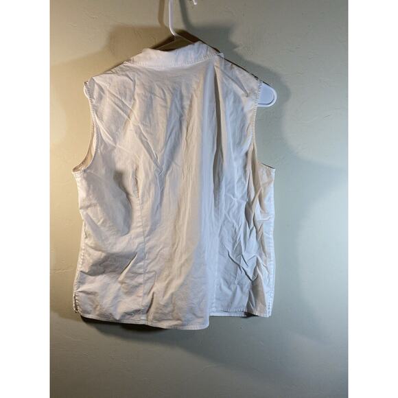 Worthington Womens Sz 14 Sleeveless Collared Blouse White Button Up - Picture 2 of 8